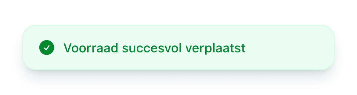 De melding Voorraad succesvol verplaatst in de PackCloud-app